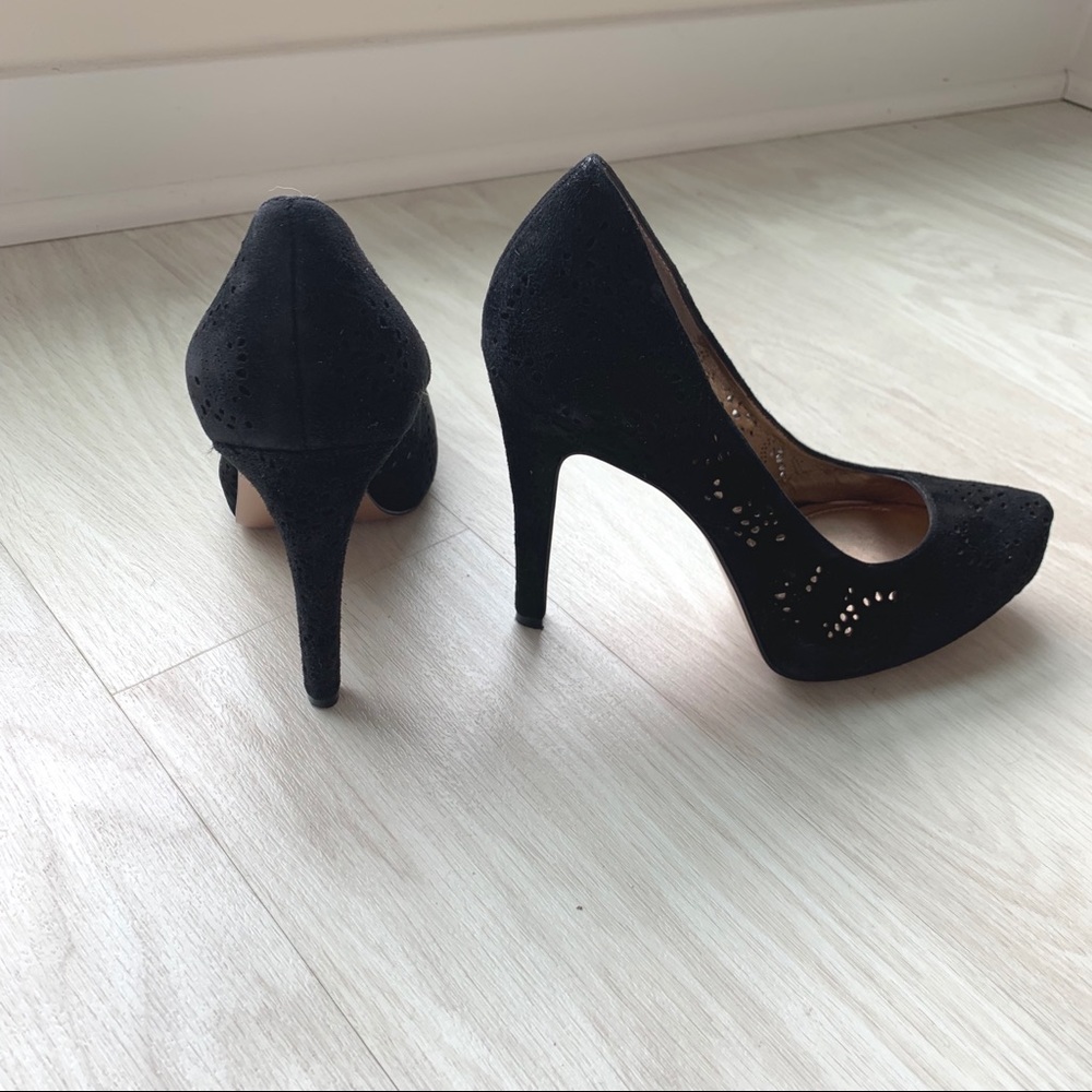BCBG black suede heels size 8